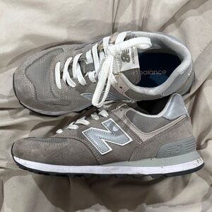 New Balance Taupe and Silver Sneakers